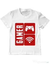 Tricou ADLER copil Gamer Alb