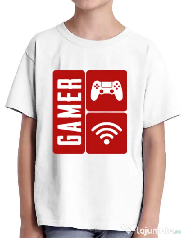 Tricou ADLER copil Gamer Alb