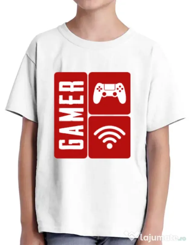 Tricou ADLER copil Gamer Alb