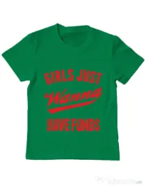 Tricou ADLER copil Girls wanna have funds Verde mediu