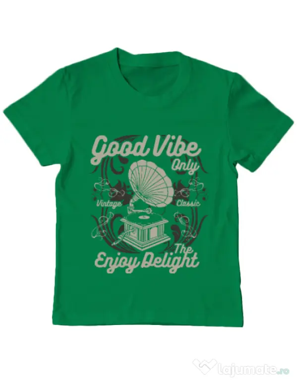 Tricou ADLER copil Good Vibe Only Verde mediu