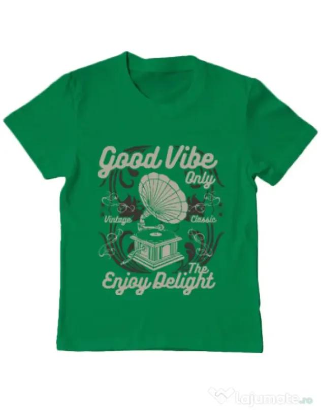 Tricou ADLER copil Good Vibe Only Verde mediu
