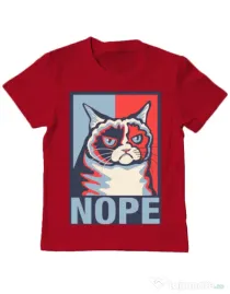 Tricou ADLER copil Grumpy cat Nope Rosu