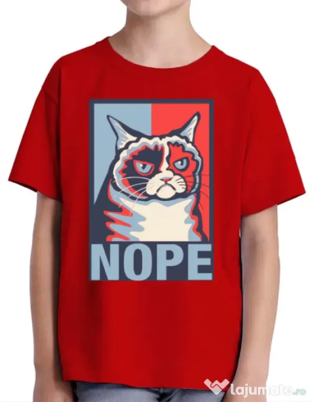 Tricou ADLER copil Grumpy cat Nope Rosu