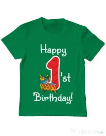 Tricou ADLER copil Happy Birthday! Verde mediu