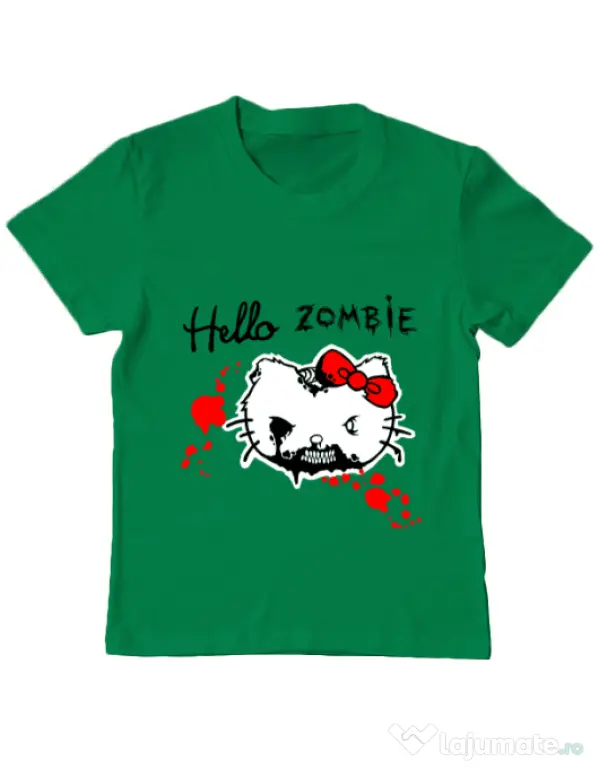 Tricou ADLER copil Hello zombie Verde mediu