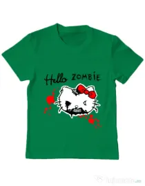 Tricou ADLER copil Hello zombie Verde mediu