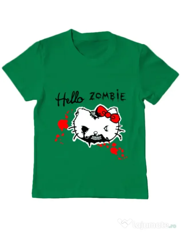 Tricou ADLER copil Hello zombie Verde mediu