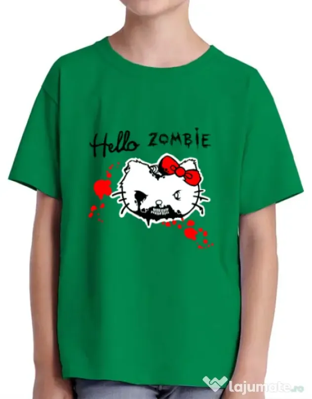 Tricou ADLER copil Hello zombie Verde mediu