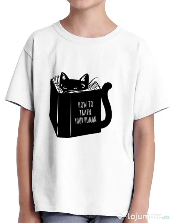 Tricou ADLER copil How to train your human Alb