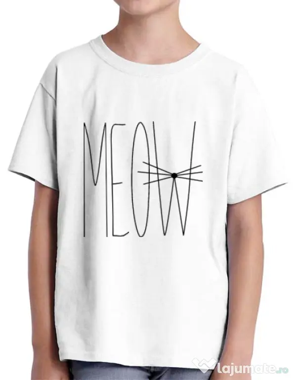 Tricou ADLER copil I am a cat Alb