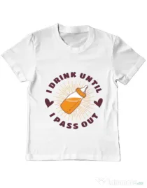 Tricou ADLER copil I drink until I pass out Alb