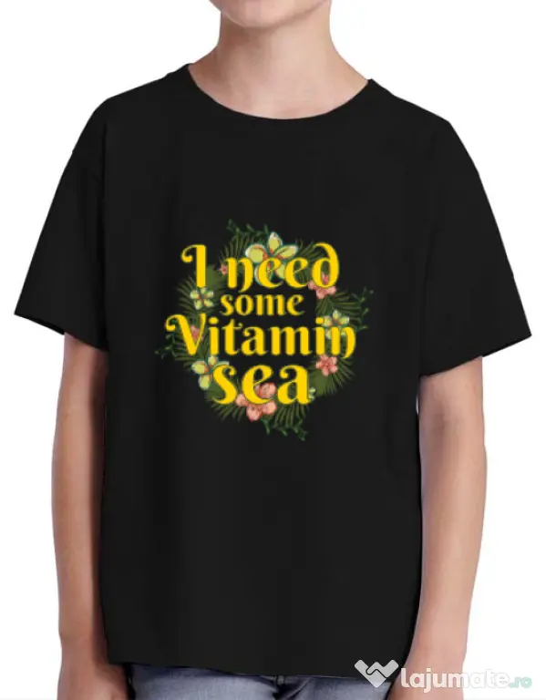 Tricou ADLER copil I need some vitamin sea Negru
