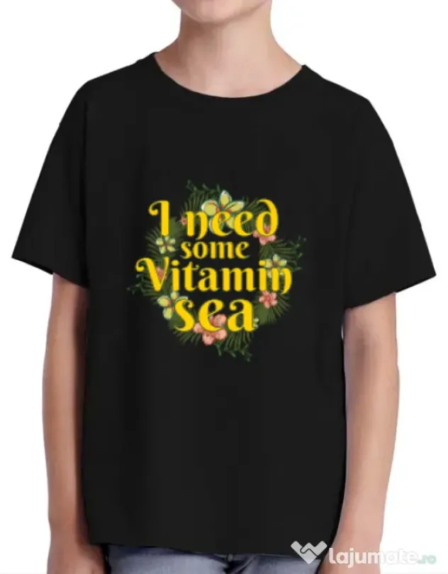 Tricou ADLER copil I need some vitamin sea Negru