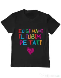 Tricou ADLER copil Il iubim pe tati Negru
