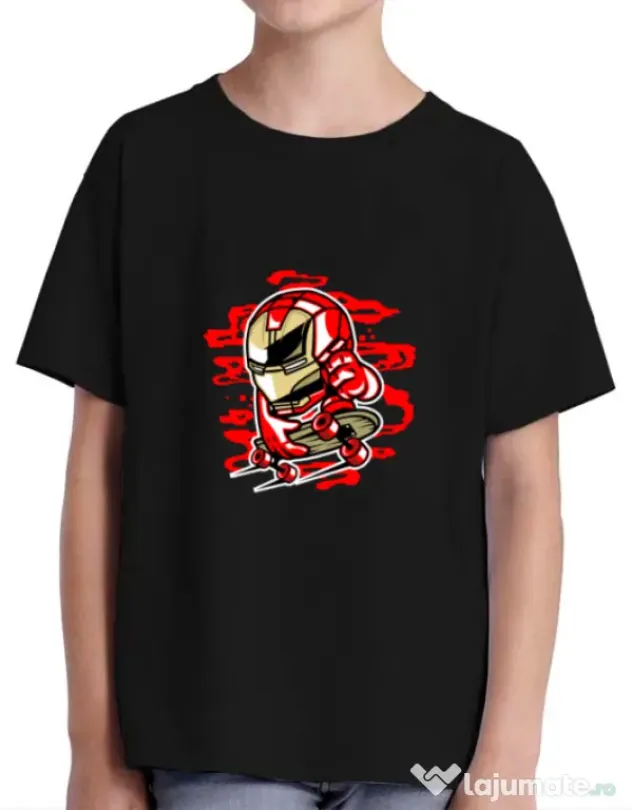 Tricou ADLER copil Iron Skate Negru