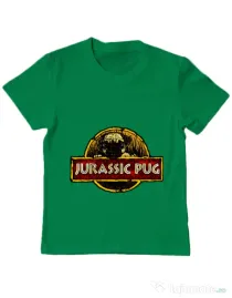 Tricou ADLER copil Jurassic Pug Verde mediu