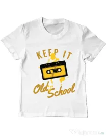 Tricou ADLER copil Keep it old school Alb