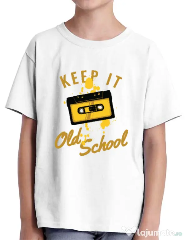 Tricou ADLER copil Keep it old school Alb