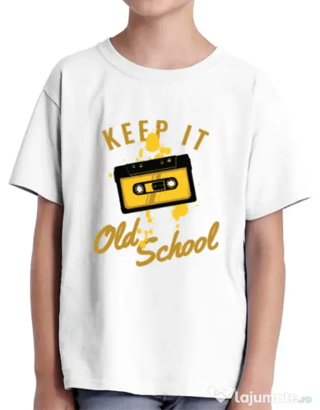 Tricou ADLER copil Keep it old school Alb