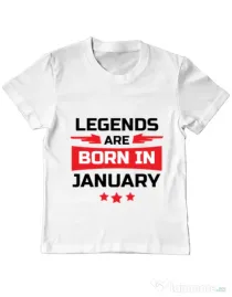 Tricou ADLER copil Legends are born in January Alb