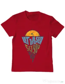 Tricou ADLER copil Let the sea, Set you free Rosu