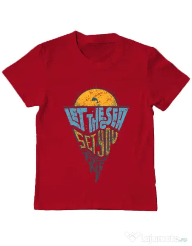 Tricou ADLER copil Let the sea, Set you free Rosu