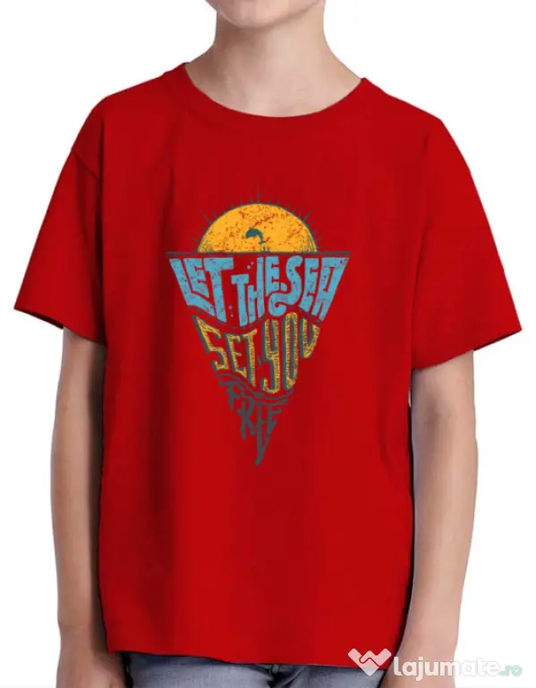 Tricou ADLER copil Let the sea, Set you free Rosu