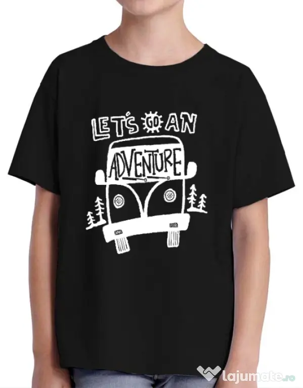 Tricou ADLER copil Lets Go an Adventure Negru