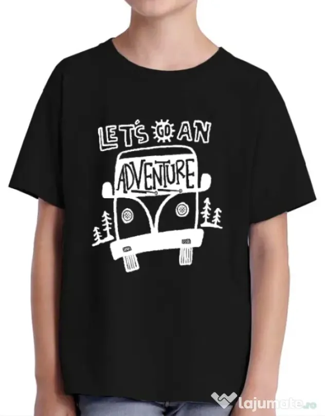 Tricou ADLER copil Lets Go an Adventure Negru