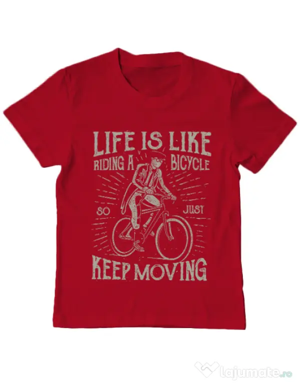 Tricou ADLER copil Life Is Like Riding A Bicycle Rosu