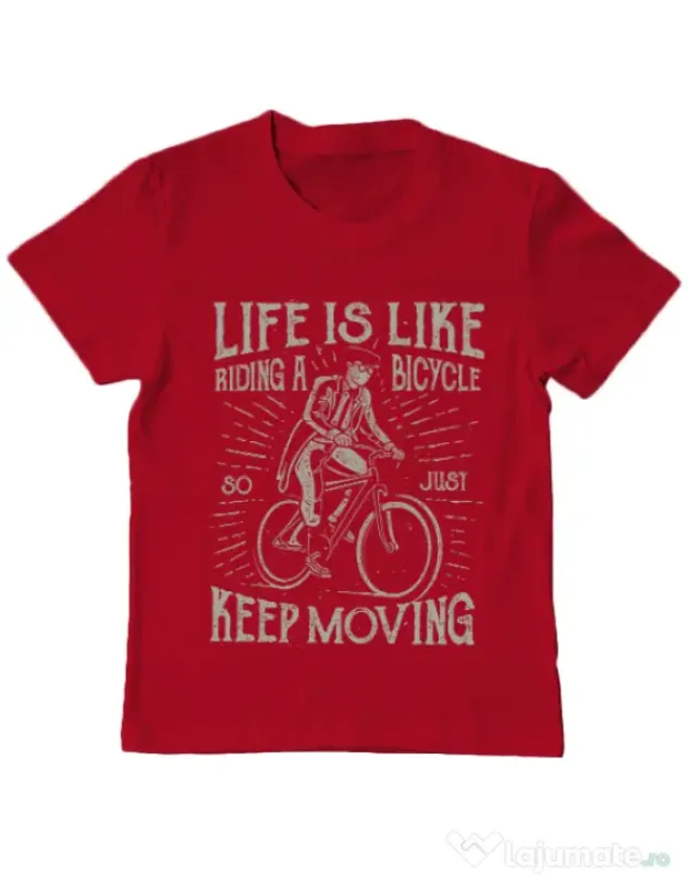 Tricou ADLER copil Life Is Like Riding A Bicycle Rosu