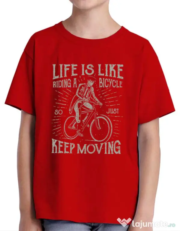 Tricou ADLER copil Life Is Like Riding A Bicycle Rosu