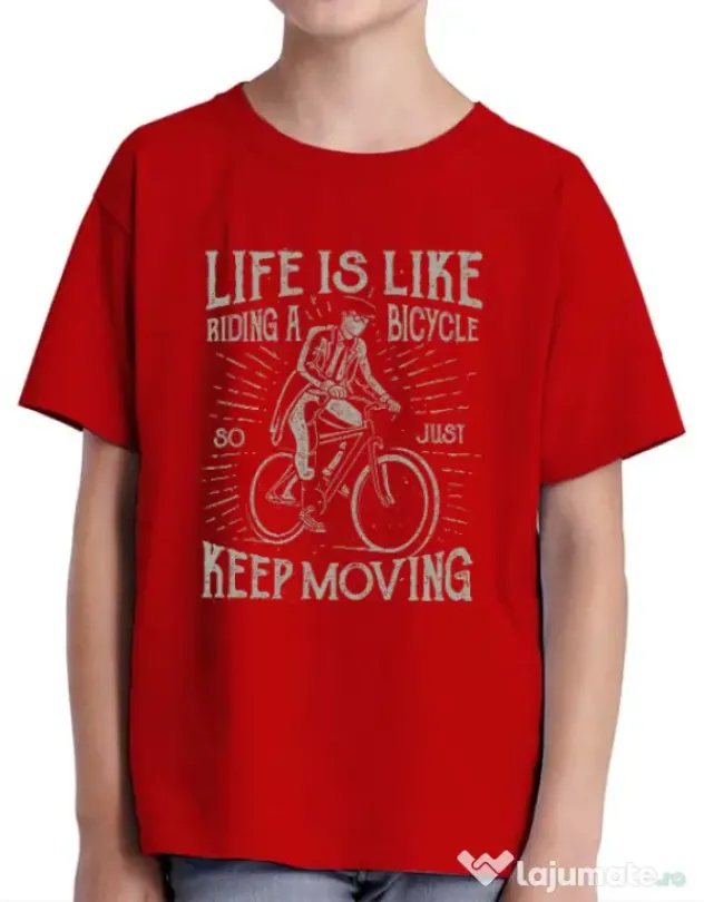 Tricou ADLER copil Life Is Like Riding A Bicycle Rosu