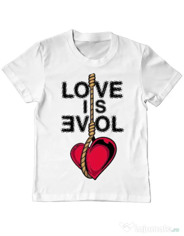 Tricou ADLER copil Love is evil Alb