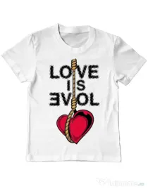 Tricou ADLER copil Love is evil Alb