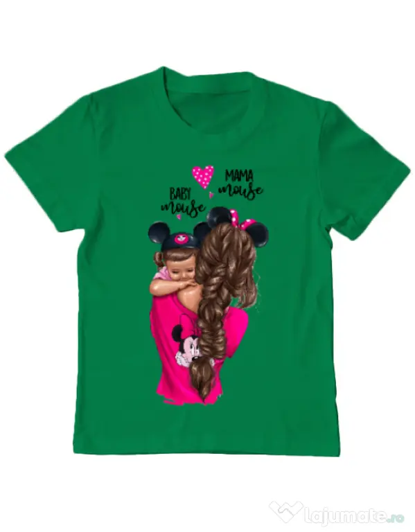 Tricou ADLER copil Mama and baby Mouse Verde mediu