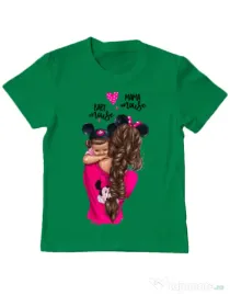 Tricou ADLER copil Mama and baby Mouse Verde mediu