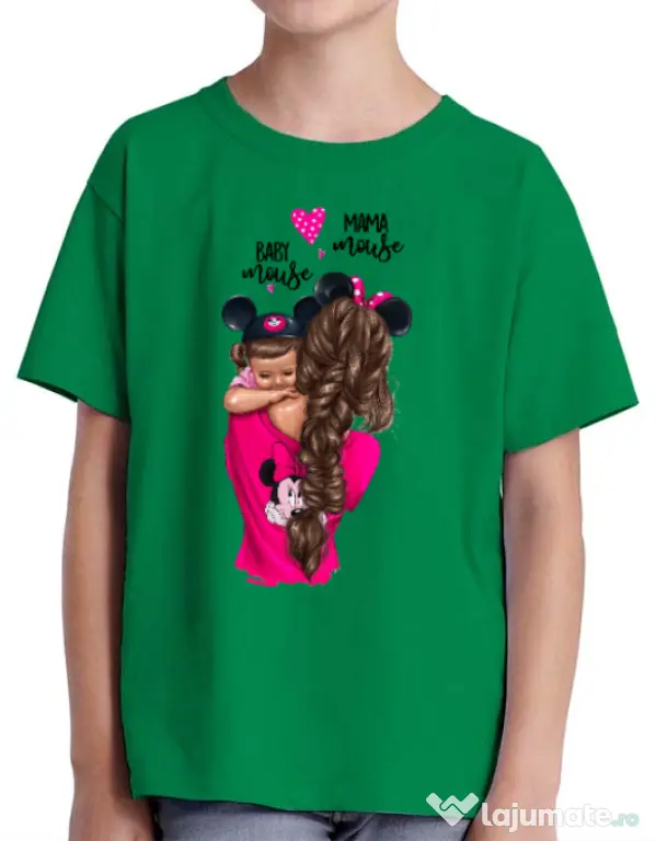 Tricou ADLER copil Mama and baby Mouse Verde mediu