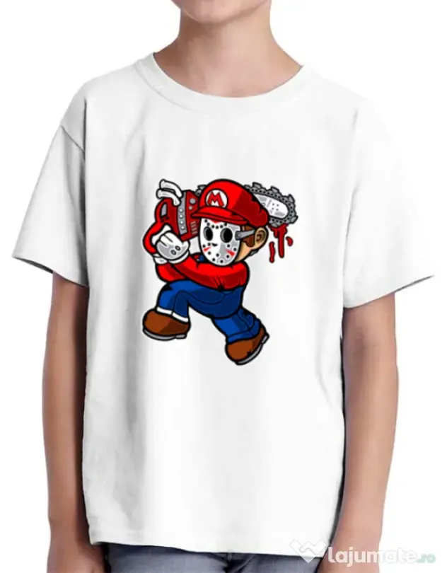 Tricou ADLER copil Mario Massacre Alb