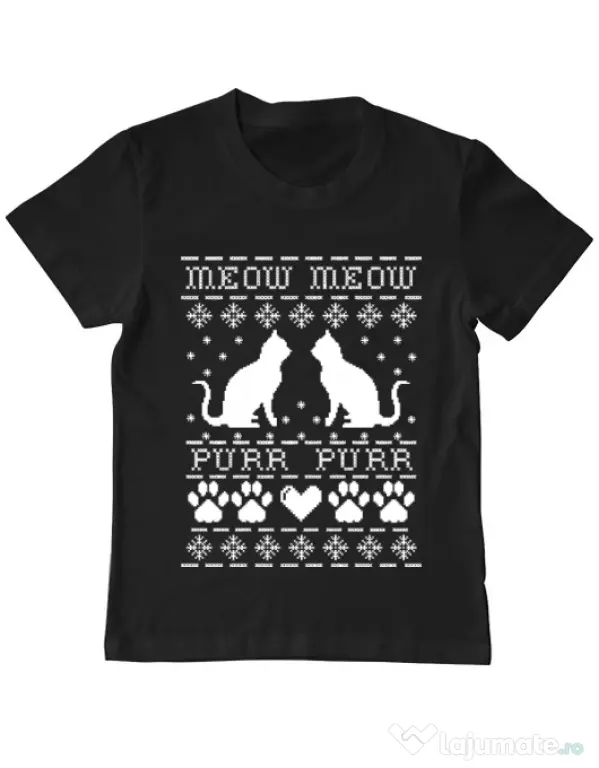 Tricou ADLER copil Meow purr Negru