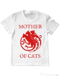 Tricou ADLER copil Mother of cats Alb