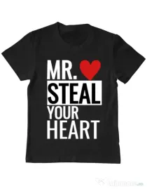 Tricou ADLER copil Mr. steal your heart Negru