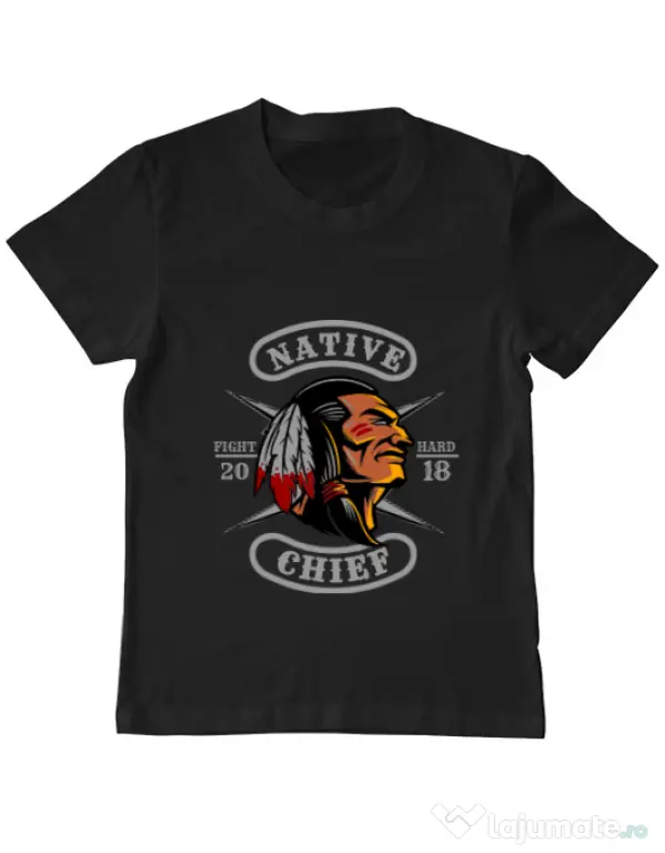 Tricou ADLER copil Native chief Negru