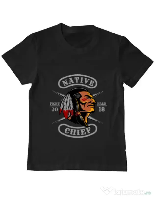 Tricou ADLER copil Native chief Negru