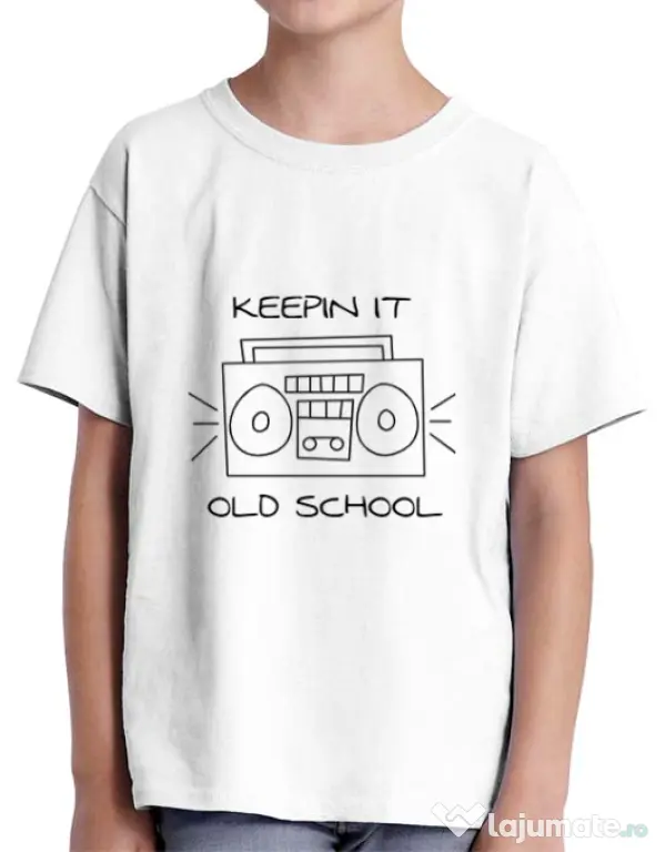 Tricou ADLER copil Old school stereo Alb