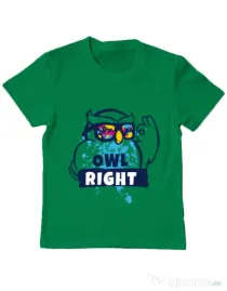 Tricou ADLER copil Owl right Verde mediu