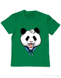 Tricou ADLER copil Panda Sailor Verde mediu