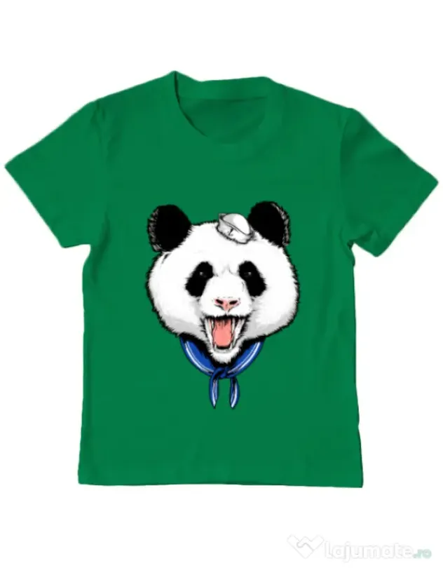 Tricou ADLER copil Panda Sailor Verde mediu