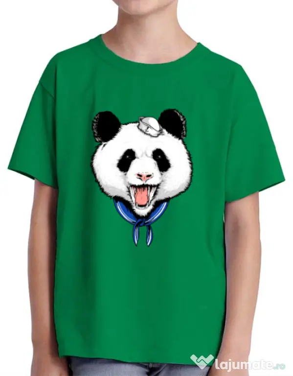 Tricou ADLER copil Panda Sailor Verde mediu